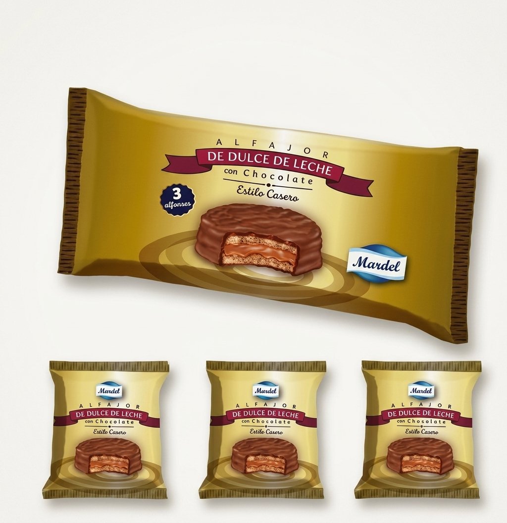 3x Alfajores Márdel Dulce de Leche ricoperto al cioccolato al latte