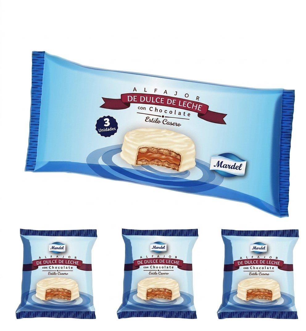 3x Alfajores Márdel Dulce de Leche ricoperto al cioccolato bianco